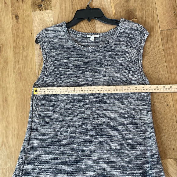 EILEEN FISHER Sweater Vest Dress Black White 100% Organic Linen Medium - Picture 5 of 6